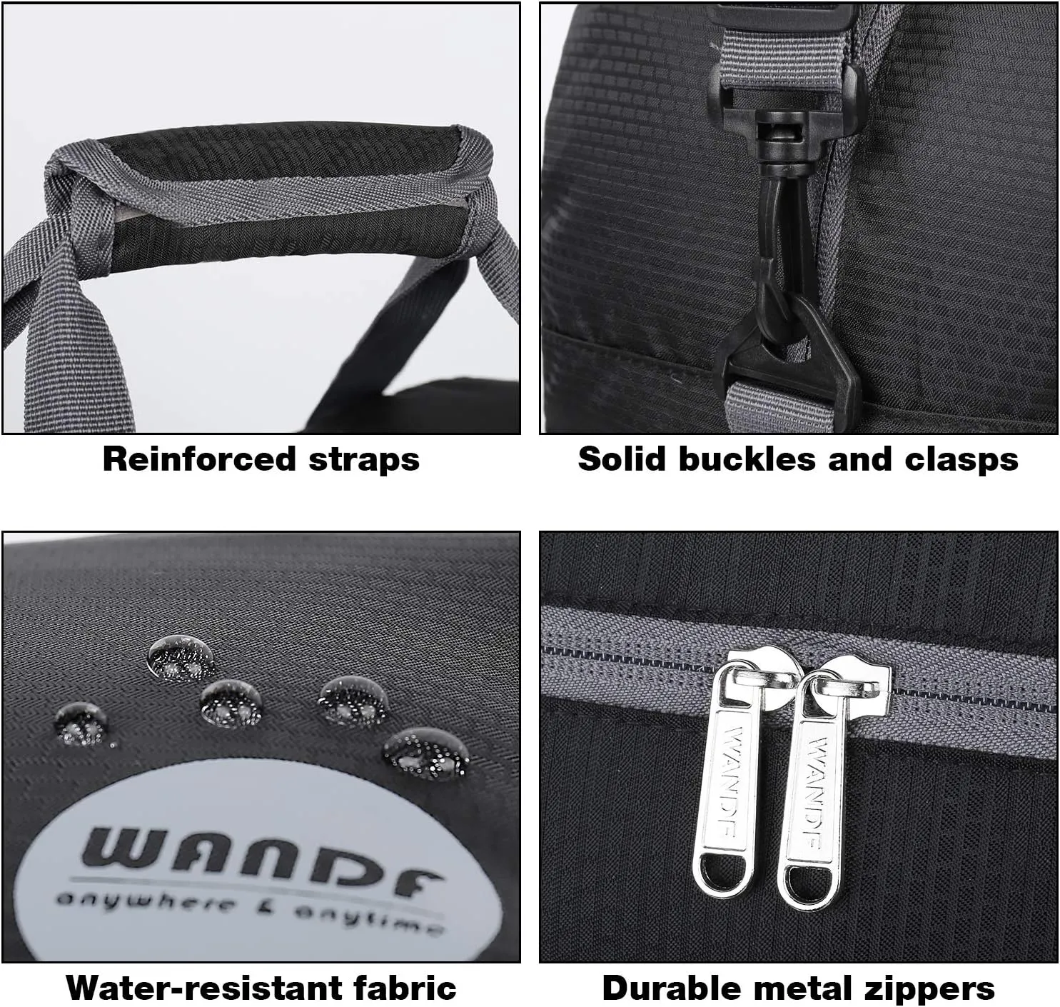 WANDF Foldable Travel Duffel Bag Luggage Sports Gym Water Resistant Nylon