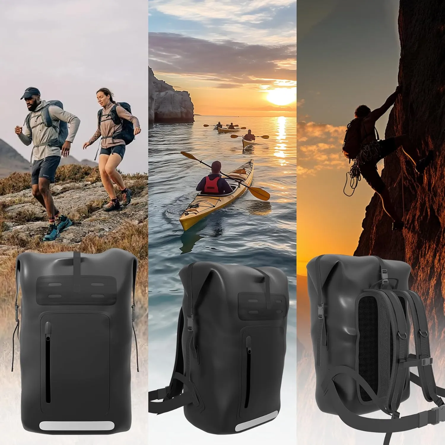 Waterproof BackpackHeavy Duty Hiking Backpack35/55/85L dry bag backpack waterproof for MenRoll-Top Closurefor Kayaking, Travel, Hiking, Fishing, Camping, Motorcycles (yellow, 35L)