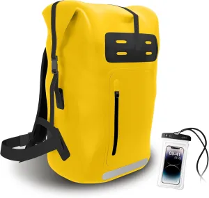 Waterproof BackpackHeavy Duty Hiking Backpack35/55/85L dry bag backpack waterproof for MenRoll-Top Closurefor Kayaking, Travel, Hiking, Fishing, Camping, Motorcycles (yellow, 35L)