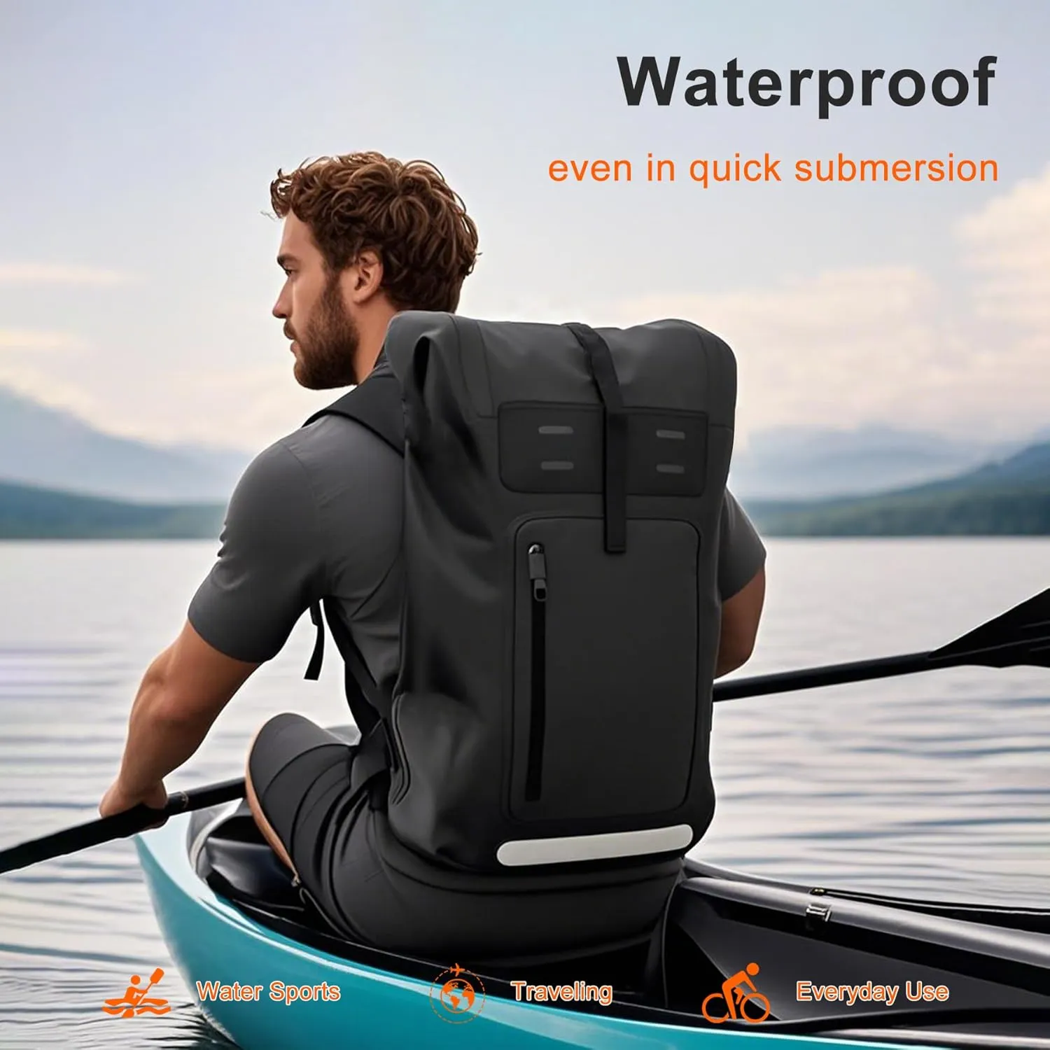 Waterproof BackpackHeavy Duty Hiking Backpack35/55/85L dry bag backpack waterproof for MenRoll-Top Closurefor Kayaking, Travel, Hiking, Fishing, Camping, Motorcycles (yellow, 35L)