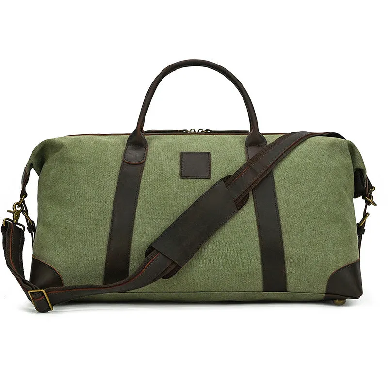Waxed Canvas Duffle Bag with Genuine Leather