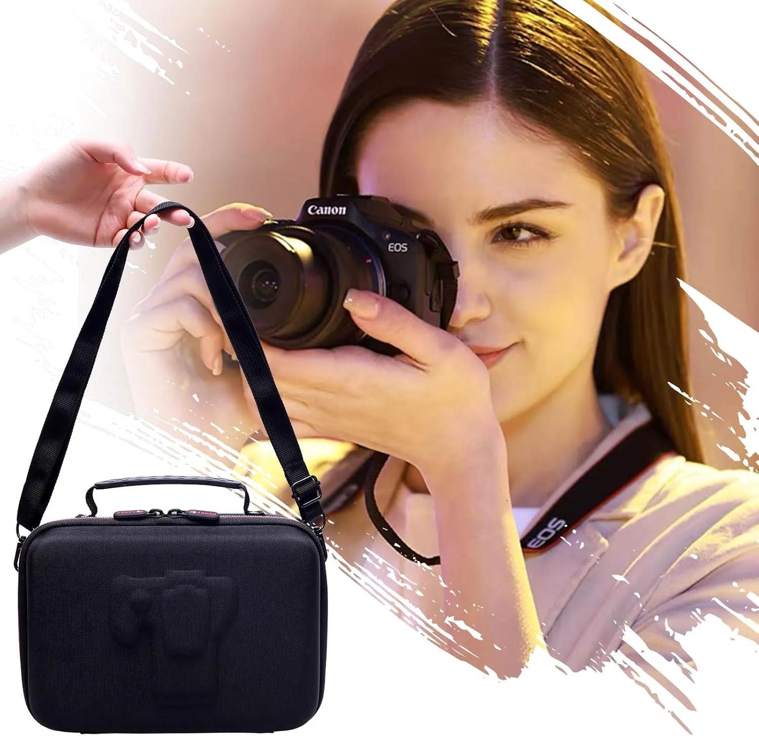 XANAD Camera Case Compatible with Canon EOS Rebel T7 / R100 / R50 / R6 Mark II / R8 / T100, Sony, Nikon DSLR Camera, Lens, Tripod, with 4 Pieces of Dividers and Shoulder StrapBlack