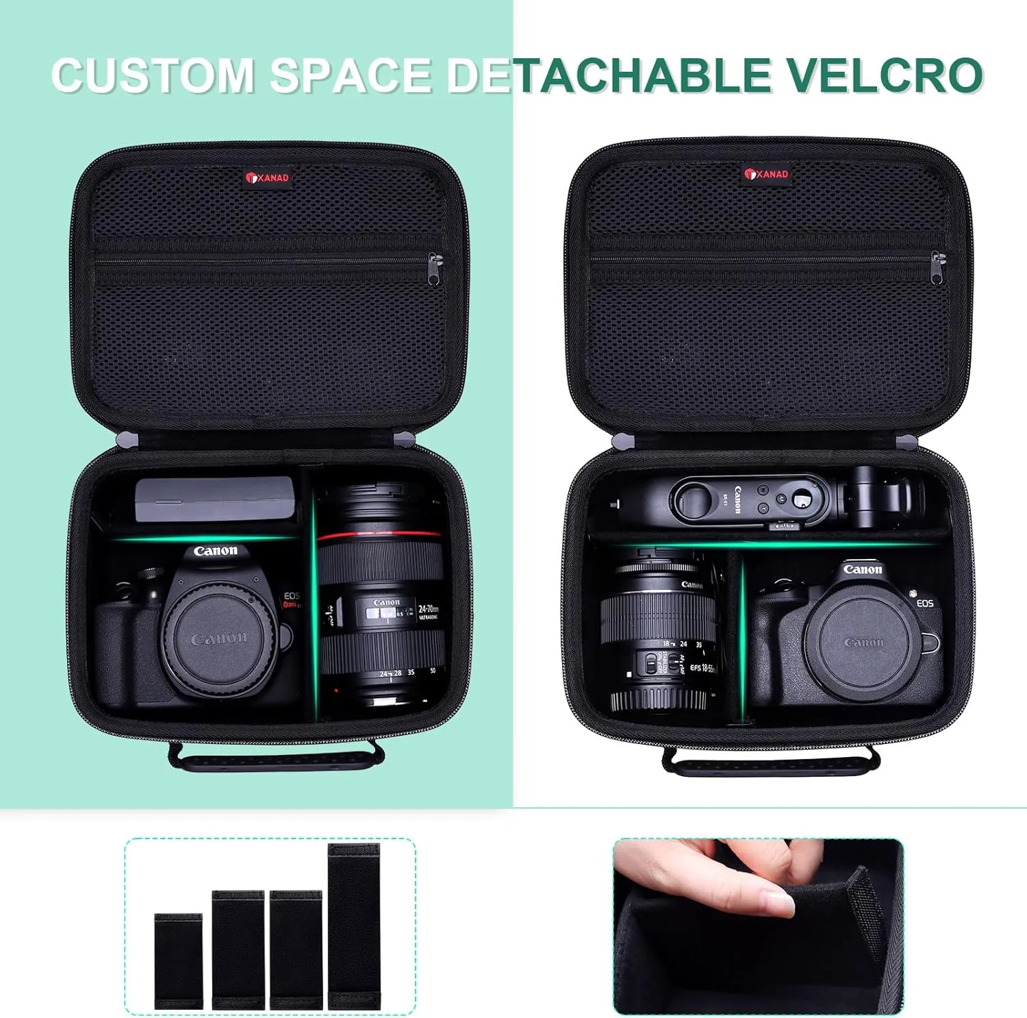 XANAD Camera Case Compatible with Canon EOS Rebel T7 / R100 / R50 / R6 Mark II / R8 / T100, Sony, Nikon DSLR Camera, Lens, Tripod, with 4 Pieces of Dividers and Shoulder StrapBlack