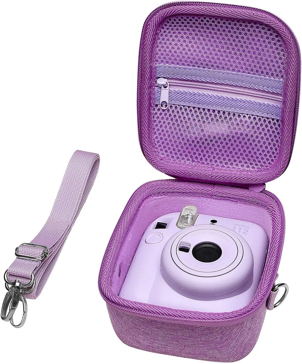 XANAD Hard Case Compatible with Fujifilm Instax Mini 12/11 / evo / 10/9 / 8/7 and for Fujifilm Instax Mini 99 Instant Camera with Shoulder Strap(Purple)-Inside Dimension:4.3"x5.1"x2.8''