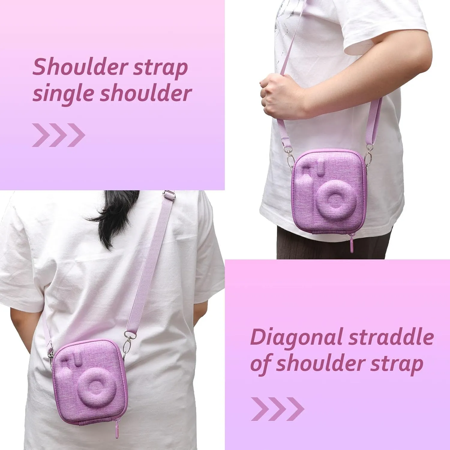 XANAD Hard Case Compatible with Fujifilm Instax Mini 12/11 / evo / 10/9 / 8/7 and for Fujifilm Instax Mini 99 Instant Camera with Shoulder Strap(Purple)-Inside Dimension:4.3"x5.1"x2.8''