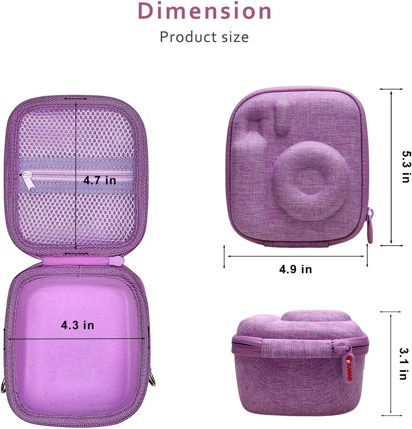 XANAD Hard Case Compatible with Fujifilm Instax Mini 12/11 / evo / 10/9 / 8/7 and for Fujifilm Instax Mini 99 Instant Camera with Shoulder Strap(Purple)-Inside Dimension:4.3"x5.1"x2.8''