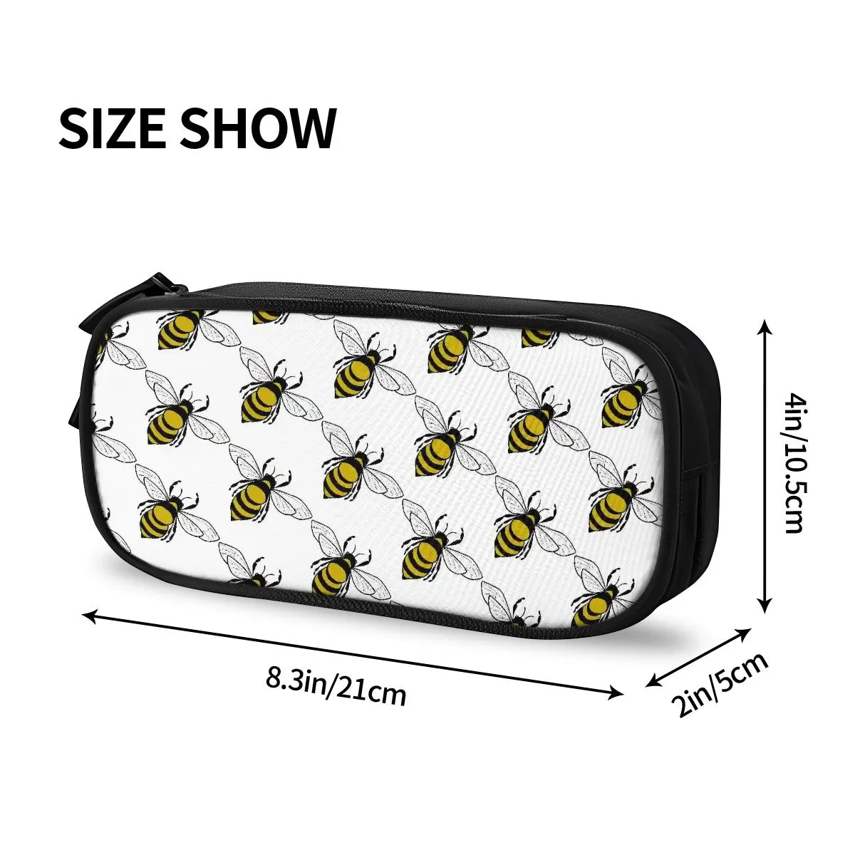 Zippered Pencil Pouch (21x5x10.5cm, 3 colours) Honeybee 3